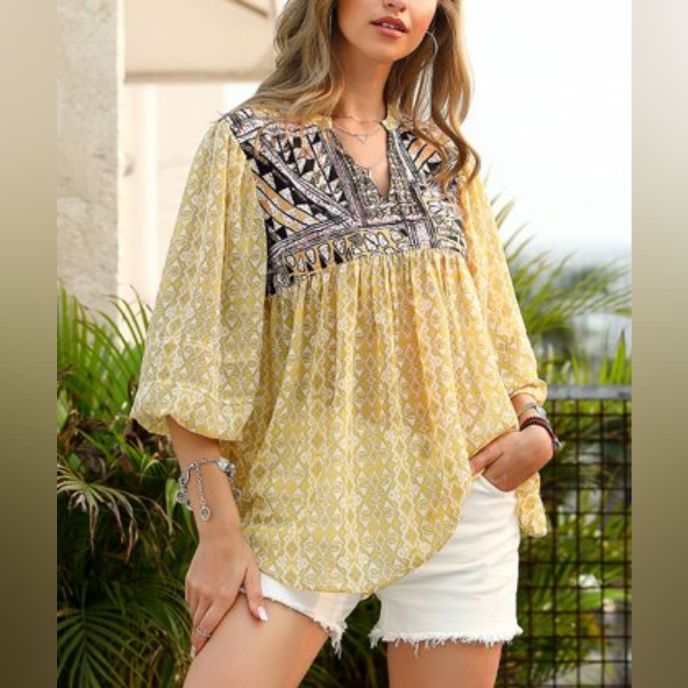 Mixed Pattern Blouse - image 1